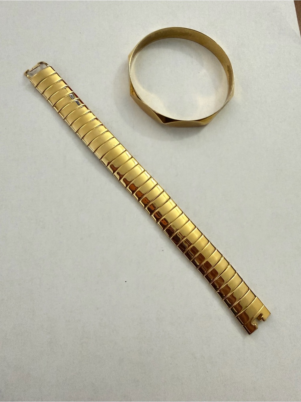 Gold-Tone Stretch Link Bracelet and Bangle